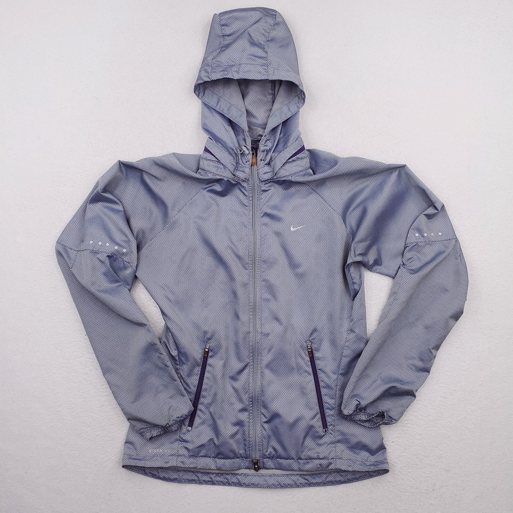 Nike Jacket Womens Small Gray Purple Storm Fit Windbreaker Vented Lightweight